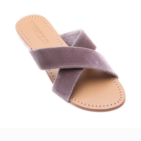 Anthropologie Mystique Velvet Slides Lilac Sandals 10 NEW - Picture 2 of 5